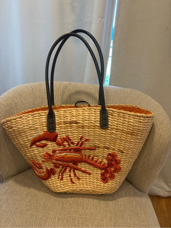 J. Crew Handbags - NWT J.Crew Lobster Preppy New England Chic Straw Tote Beach Bag Leather Straps